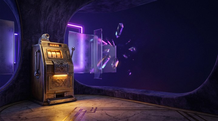 Monitor zeigt Casino-Interface mit Spieloptionen